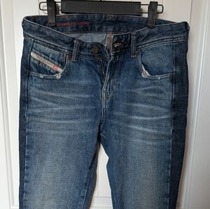 Diesel Jeans Low Rise Slim Straight W27 Medium Wash Two Tone